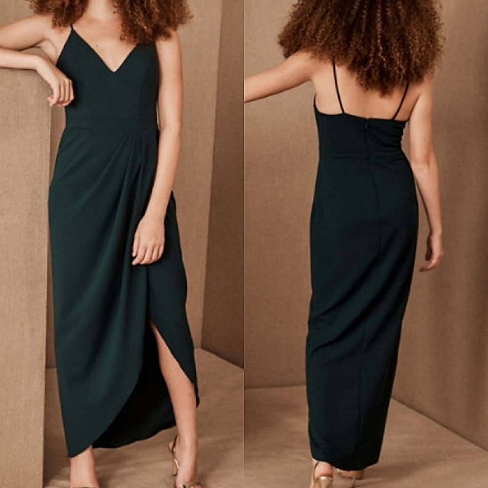 NWT BHLDN Anabela V-Neck Crepe Dress Emerald Green 0